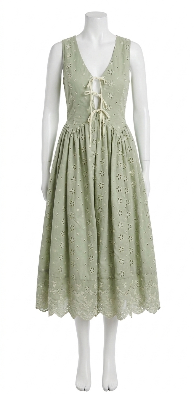 NEW MABLE kate floral eyelet midi dress in sage